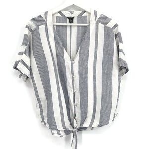 Eddie Bauer Blue and White Striped Button-Down Shirt